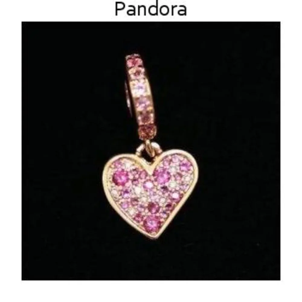 Pandora Pink Crystal Heart Bracelet Charm